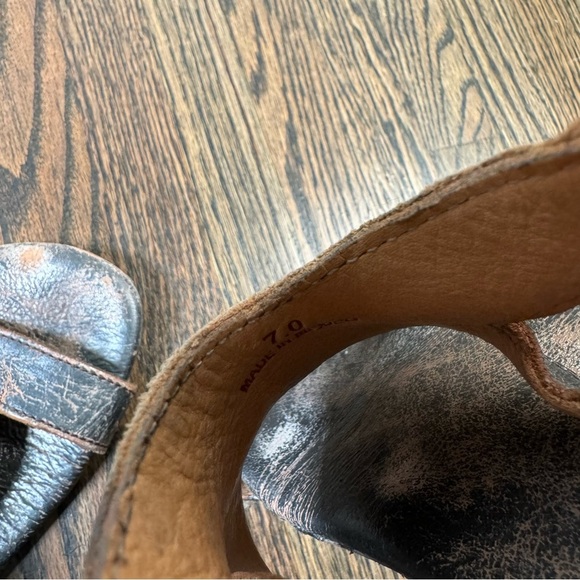 Bed Stu Leather Soto Distressed Black Sandals Size 7 - Picture 8 of 8